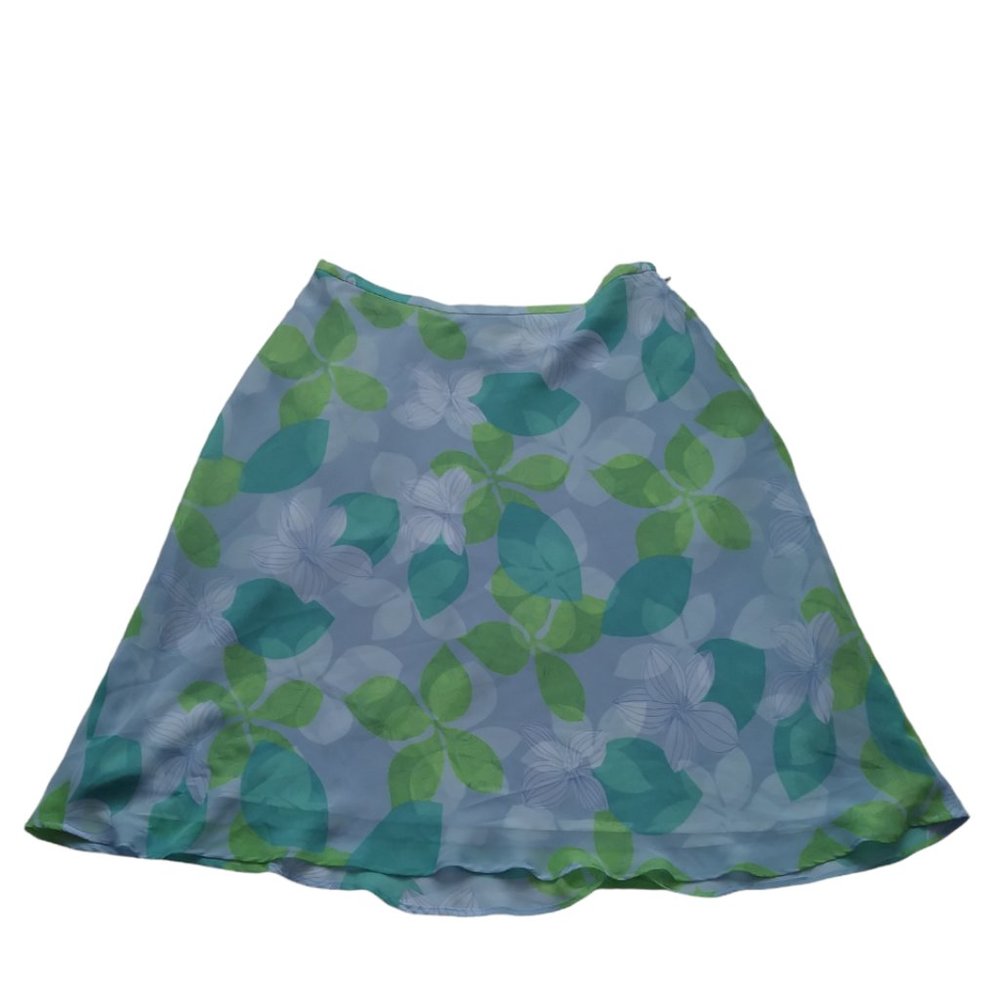Amanda Smith Petite Floral Skirt, Blue, Size 6p